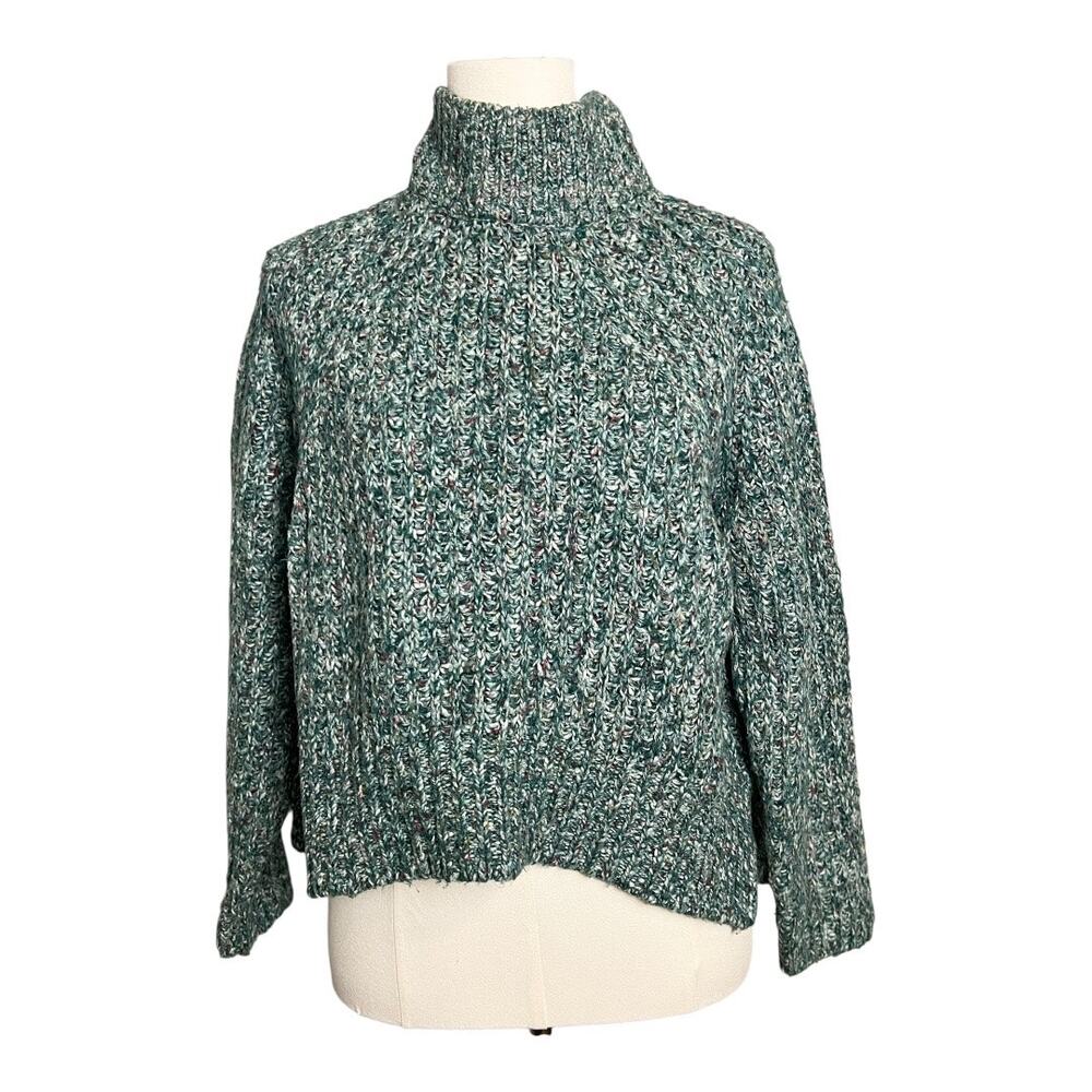 Silence & Noise Green Sweater Turtleneck High Neck Knit Pullover XS Preppy Cozy